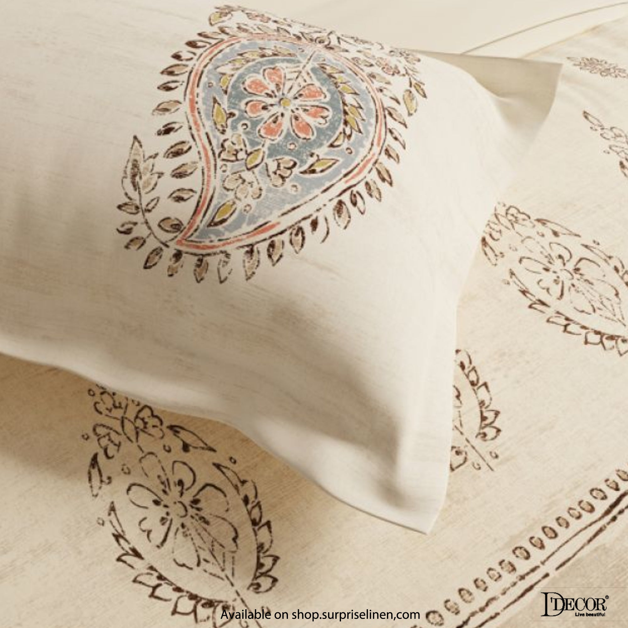 D'Decor - Kalakriti Collection Alina King Size 5 Pcs 100% Cotton Bedsheet Set