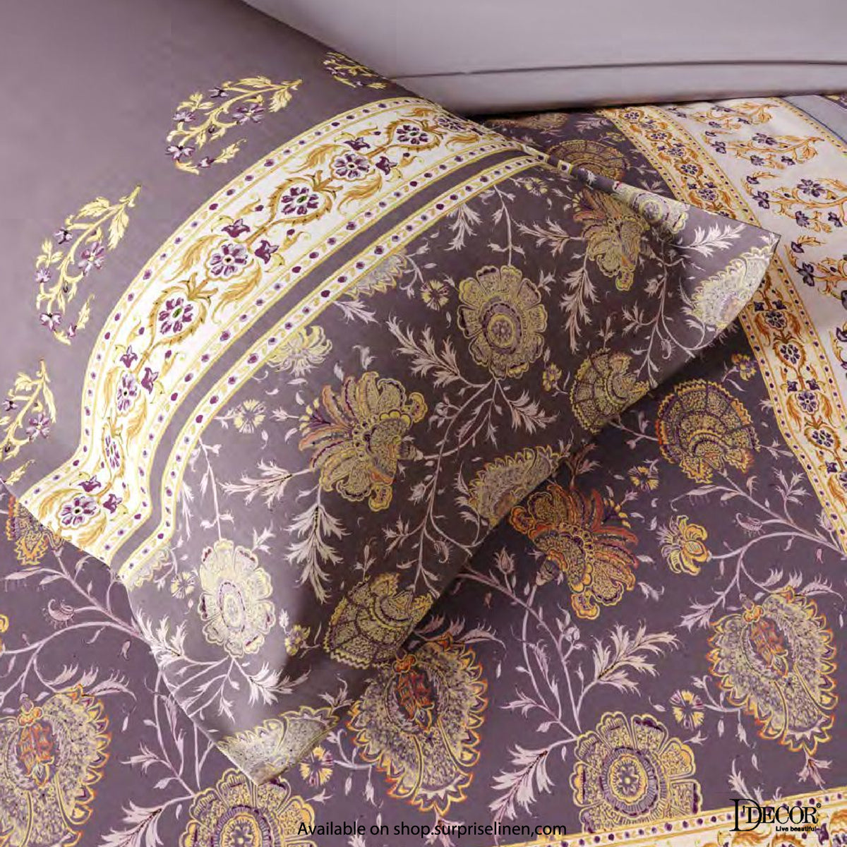 D'Decor - Bahara Collection Gracie Super King Size Bedsheet Set (Black Plum)