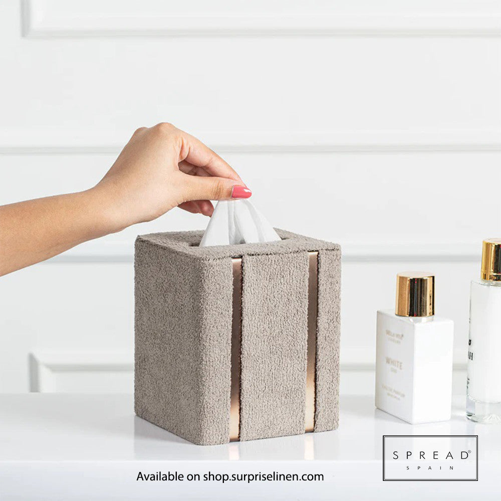 Spread Spain - French Boucle Metal Handcrafted Storage Collection Tissue Box (Gold)