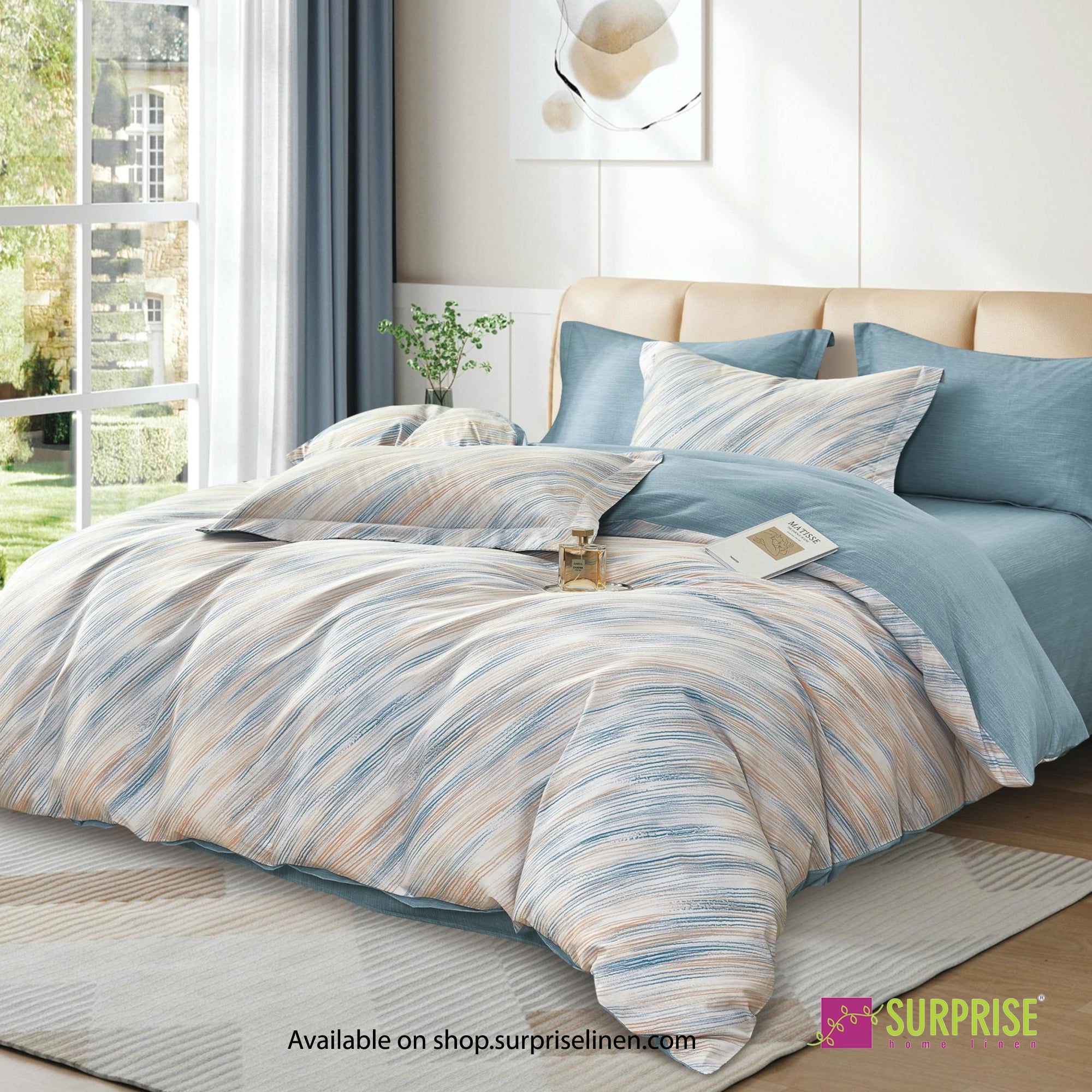 Luxury Essentials By Surprise Home Exclusive Criss Cross Collection 3 Pcs Super King Size Bedsheet Set in 300 TC Premium Cotton (Serene)