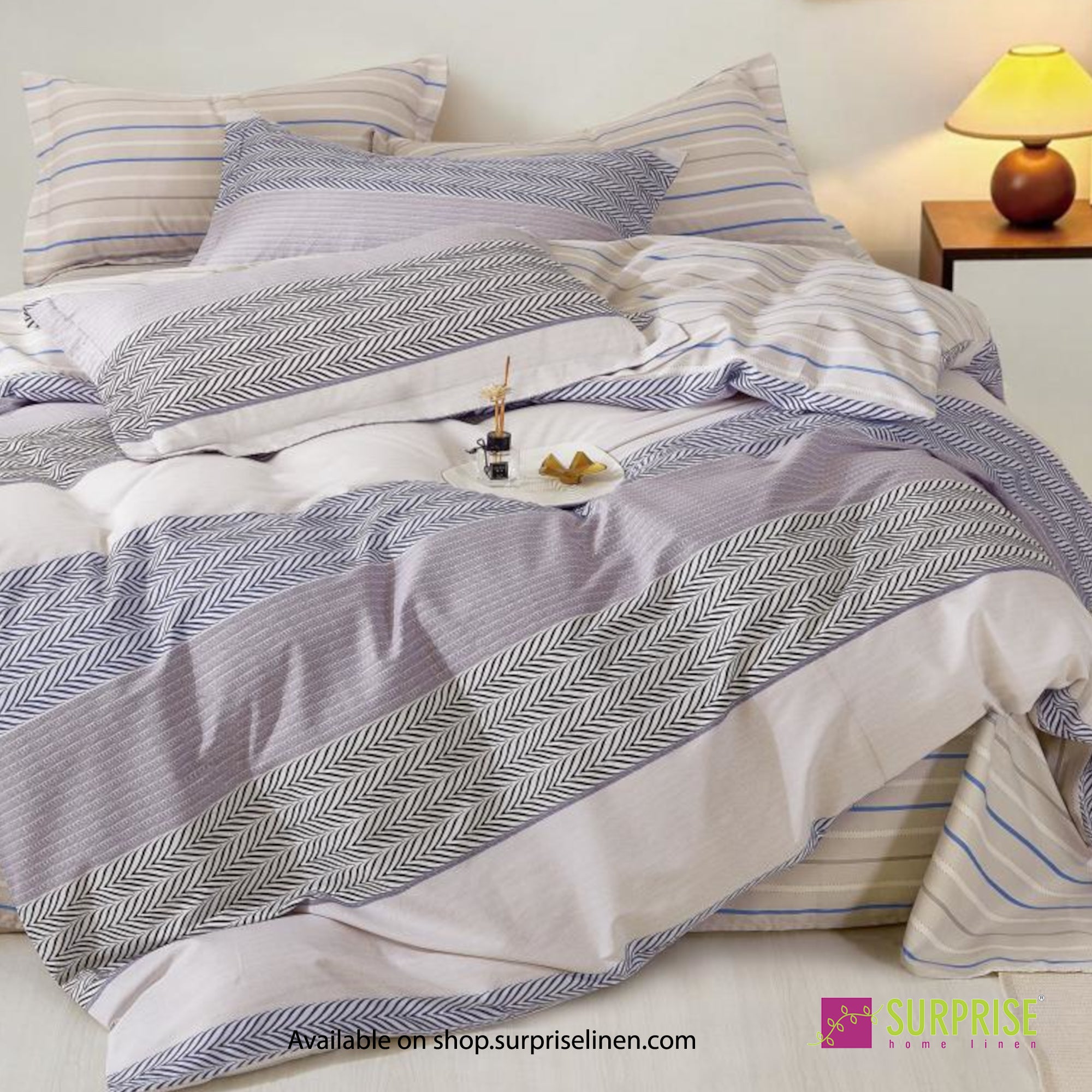 Luxury Essentials By Surprise Home Exclusive Criss Cross Collection 3 Pcs Super King Size Bedsheet Set in 300 TC Premium Cotton (Dusk)