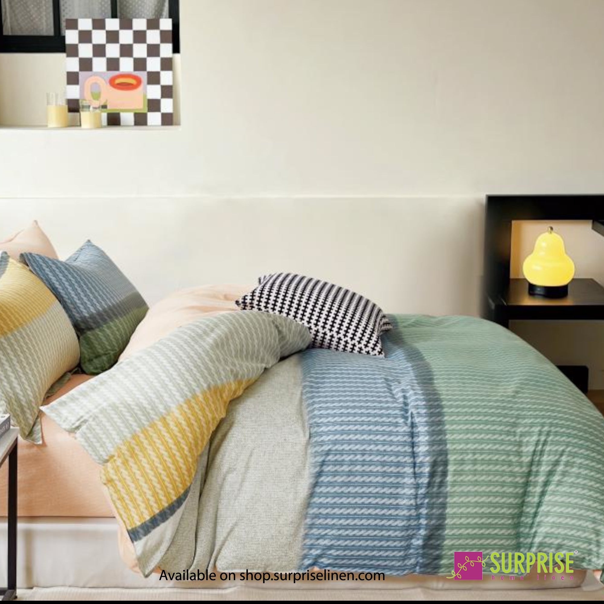 Luxury Essentials By Surprise Home Exclusive Criss Cross Collection 3 Pcs Super King Size Bedsheet Set in 300 TC Premium Cotton (Verve)