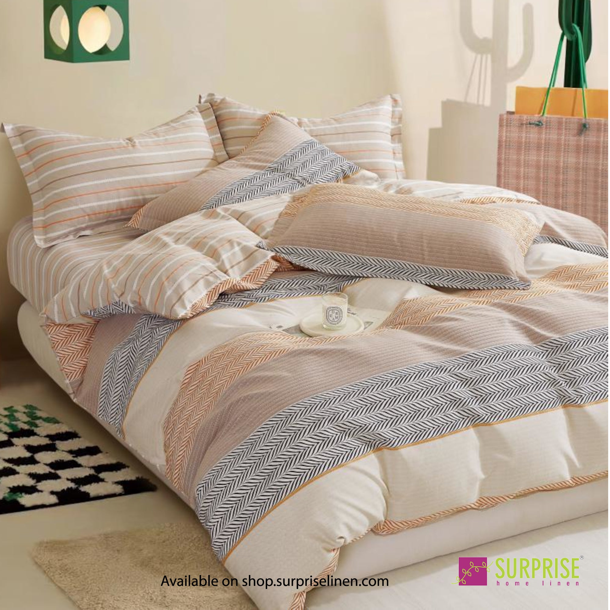 Luxury Essentials By Surprise Home Exclusive Criss Cross Collection 3 Pcs Super King Size Bedsheet Set in 300 TC Premium Cotton (Celeste)