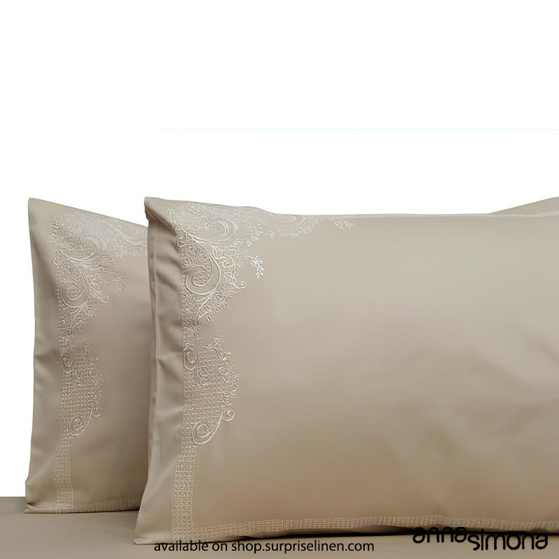 Anna Simona - Alma King Size 400 TC Cotton Satin King Size Bedsheet Set (Buff)