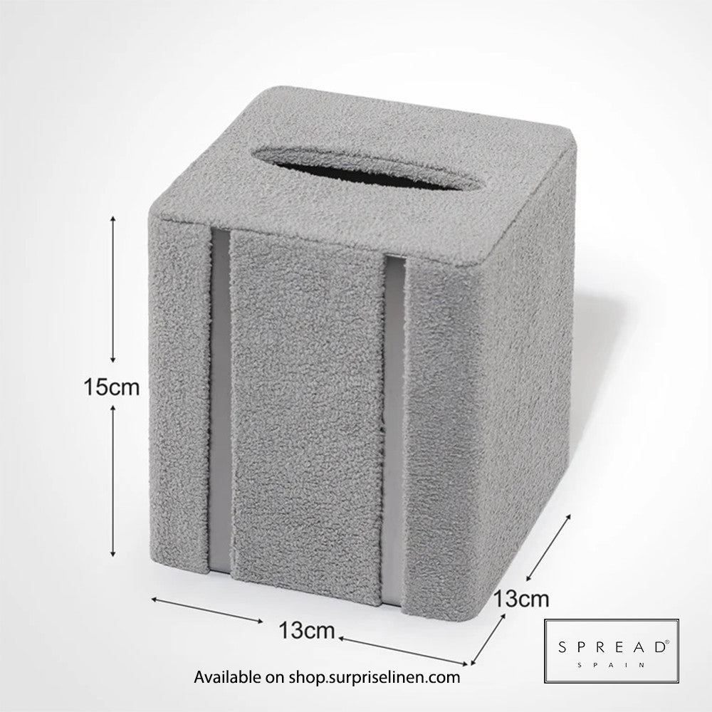 Spread Spain - French Boucle Metal Handcrafted Storage Collection Tissue Box (Silver)