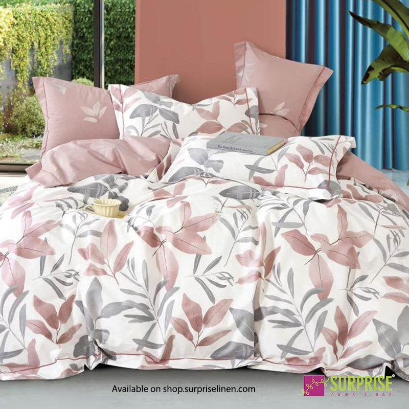 Surprise Home - Linea Collection Blush Leaves 3 Pcs Bedsheet Set (Rose Grey)