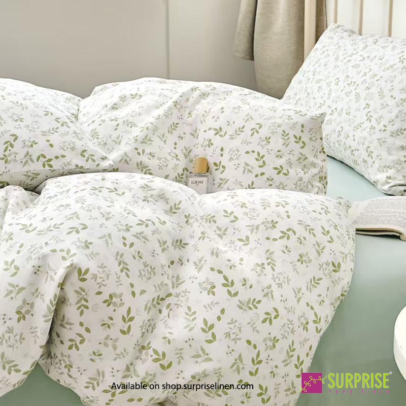 Surprise Home - Fresco Collection Ivory Sprig 100% Cotton 3 Pcs Bedsheet Set (Cream Sage)