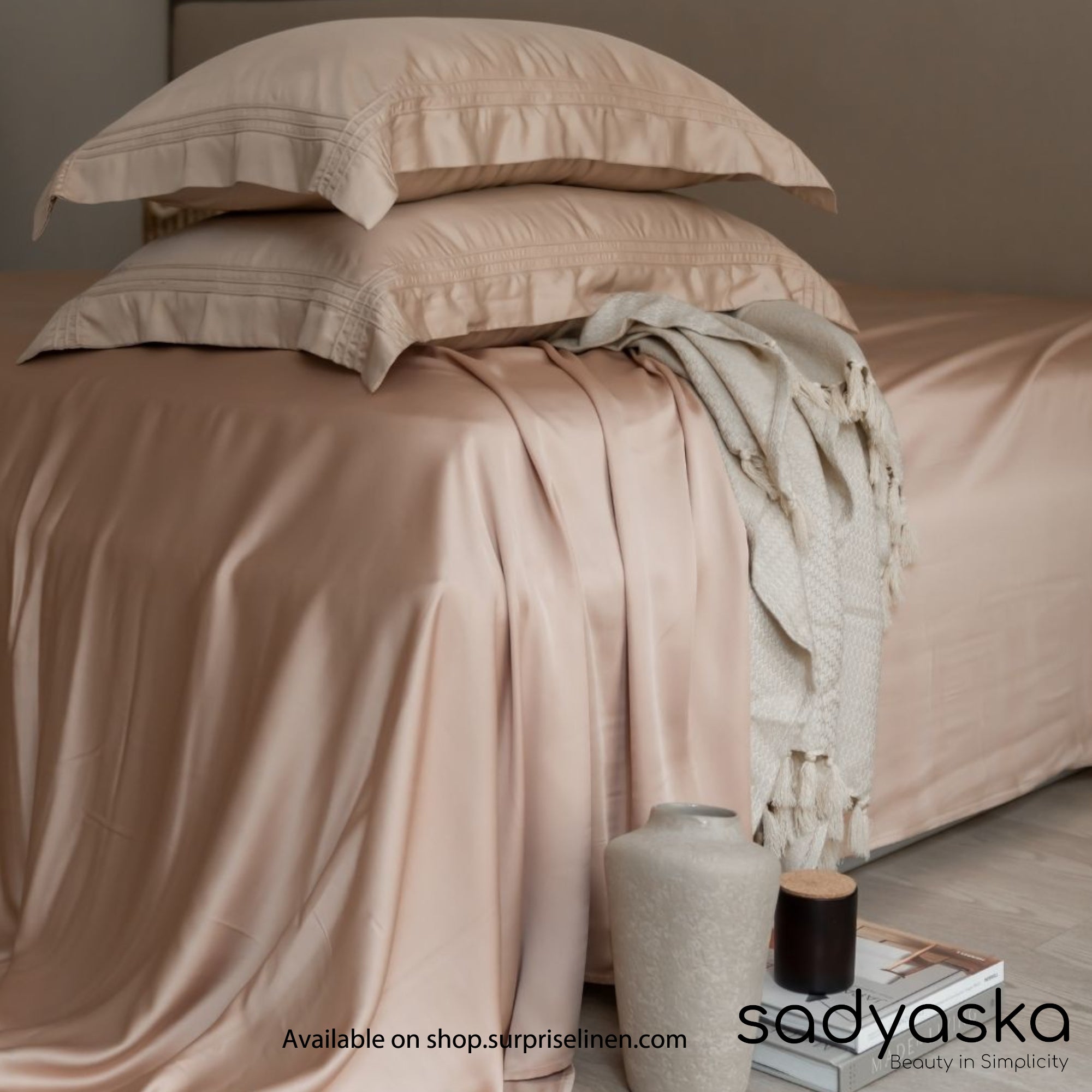 Sadyaska - Bamboo Bedding Collection 400 TC Bamboo 3 Pcs Bedsheet Set (Peach Cream)