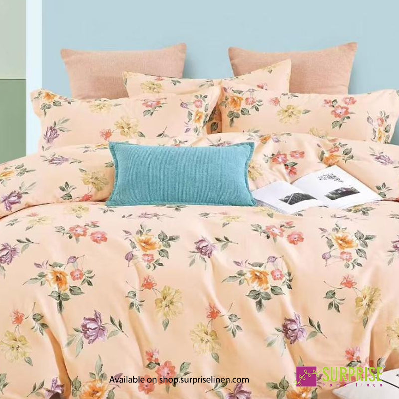 Surprise Home - Fresco Collection Peach Posy 100% Cotton 3 Pcs Bedsheet Set (Peach Beige)