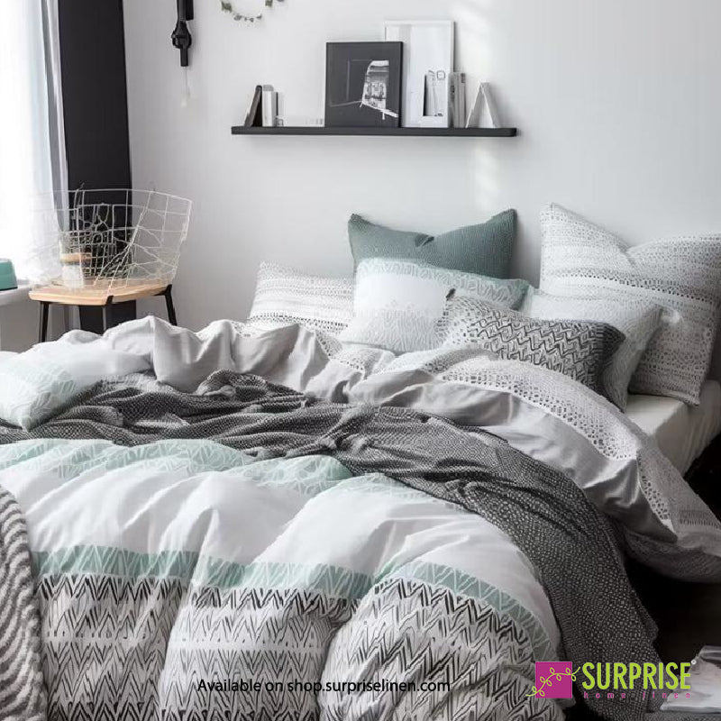 Surprise Home - Essenze Luxe Collection Cocoa Patchwork Digital 100% Cotton 3 Pcs Bedsheet Set (Cocoa Brown)