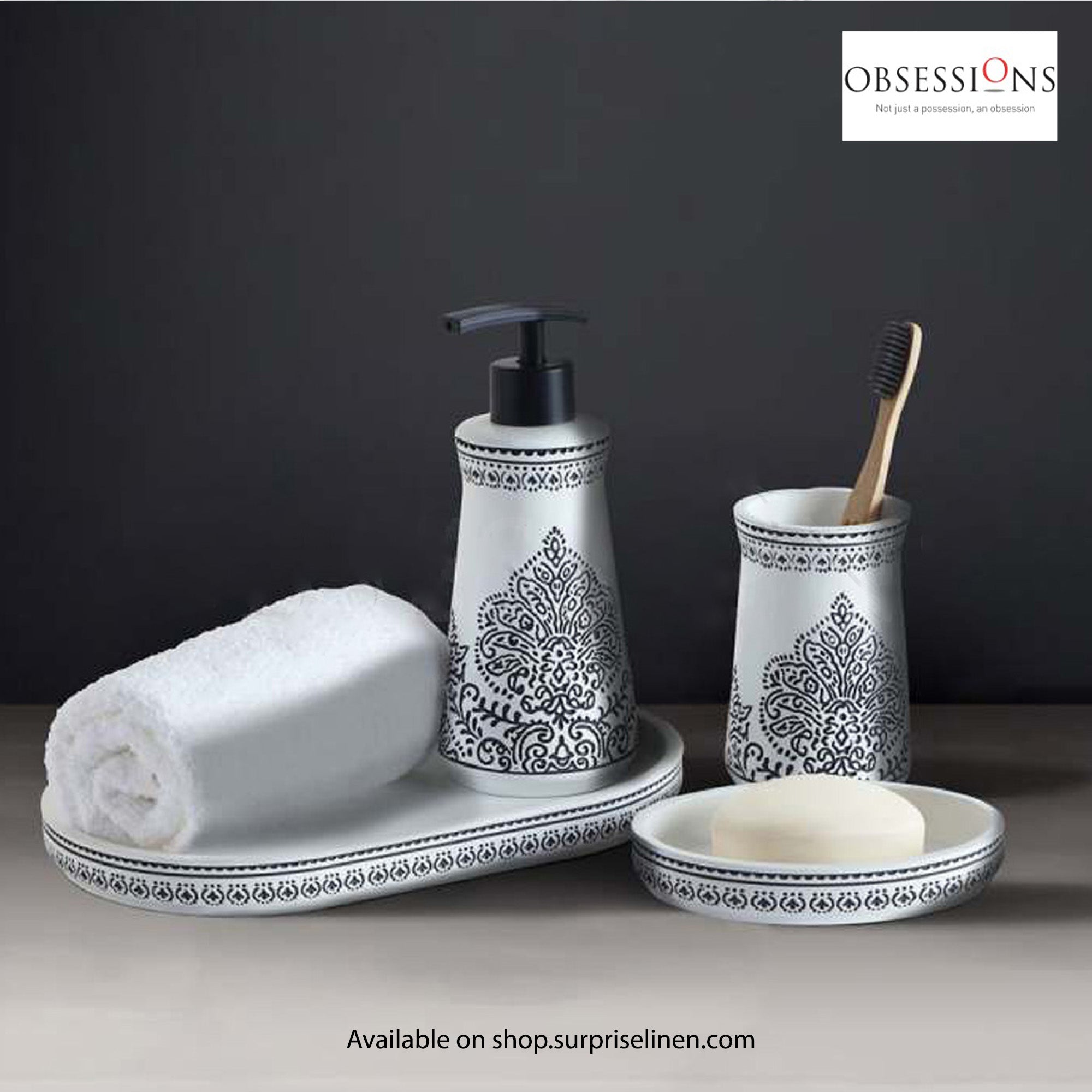 Obsessions - Vibe Collection 4 Pcs Bath Set (White / Black)