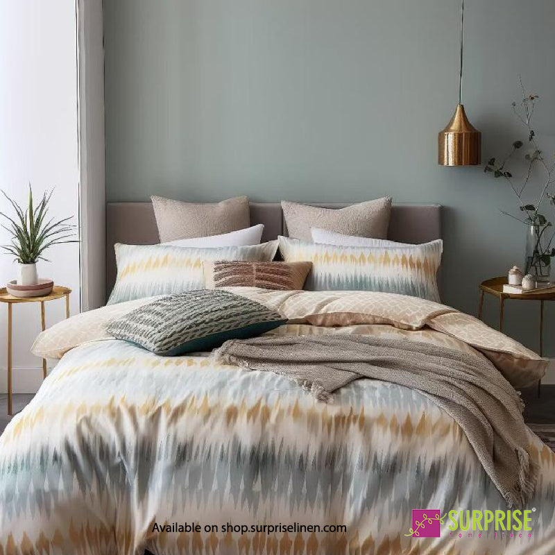 Surprise Home - Essenze Luxe Collection Charcoal Strokes Digital 100% Cotton 3 Pcs Bedsheet Set (Charcoal Grey)