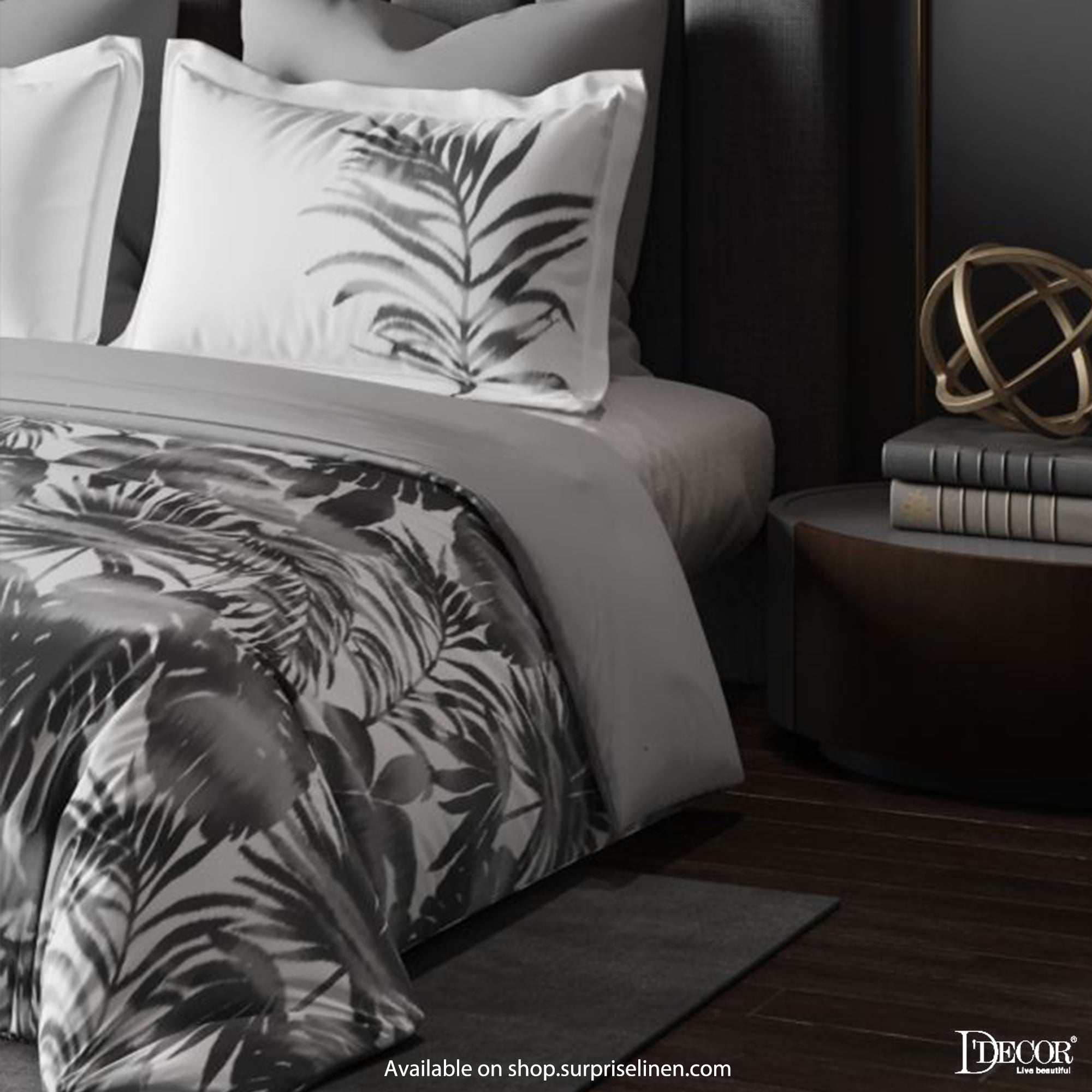 D'Decor - Esteem Collection 100% Cotton King Size 3 Pcs Bedsheet Set (Grey)