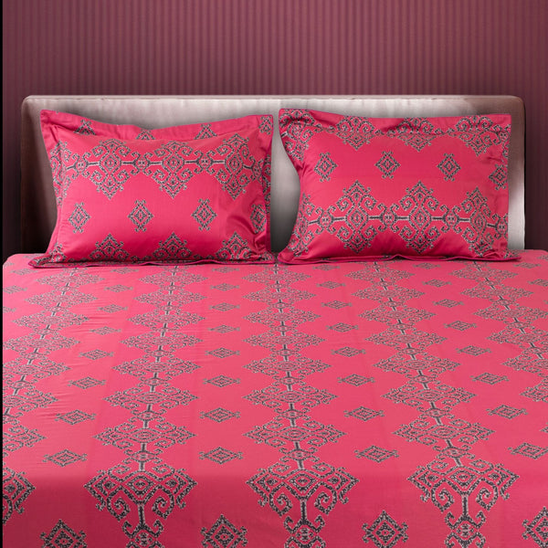 Spread Spain - Spring Summer Collection 500 TC Cotton 3 Pcs Bedsheet Set (Pink)