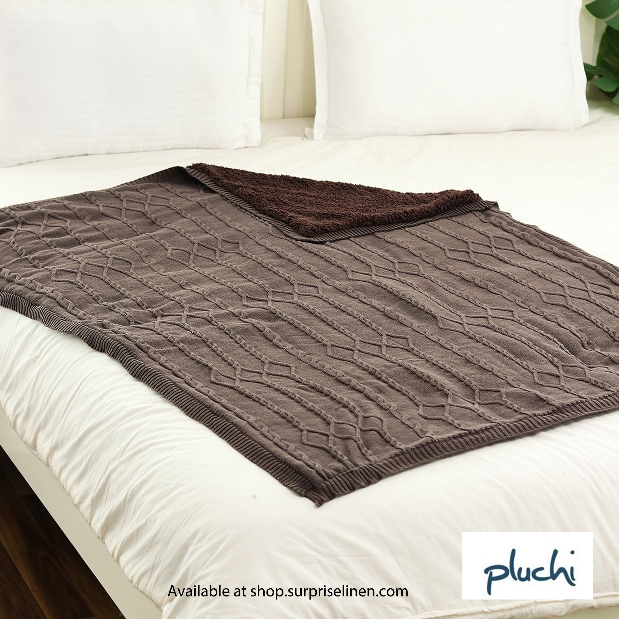 Pluchi - Twist Cable 100% Premium Cotton Blanket (Brown)
