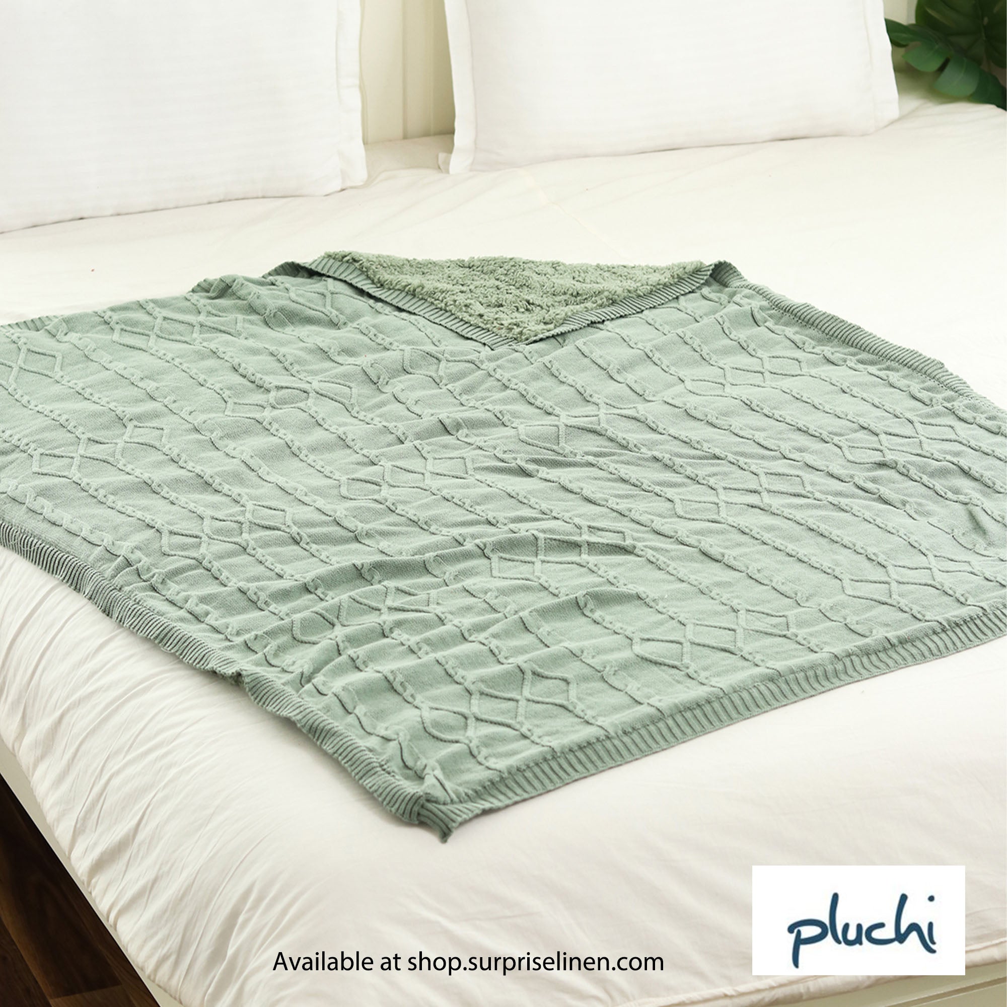 Pluchi - Twist Cable 100% Premium Cotton Blanket (Indus Blue)