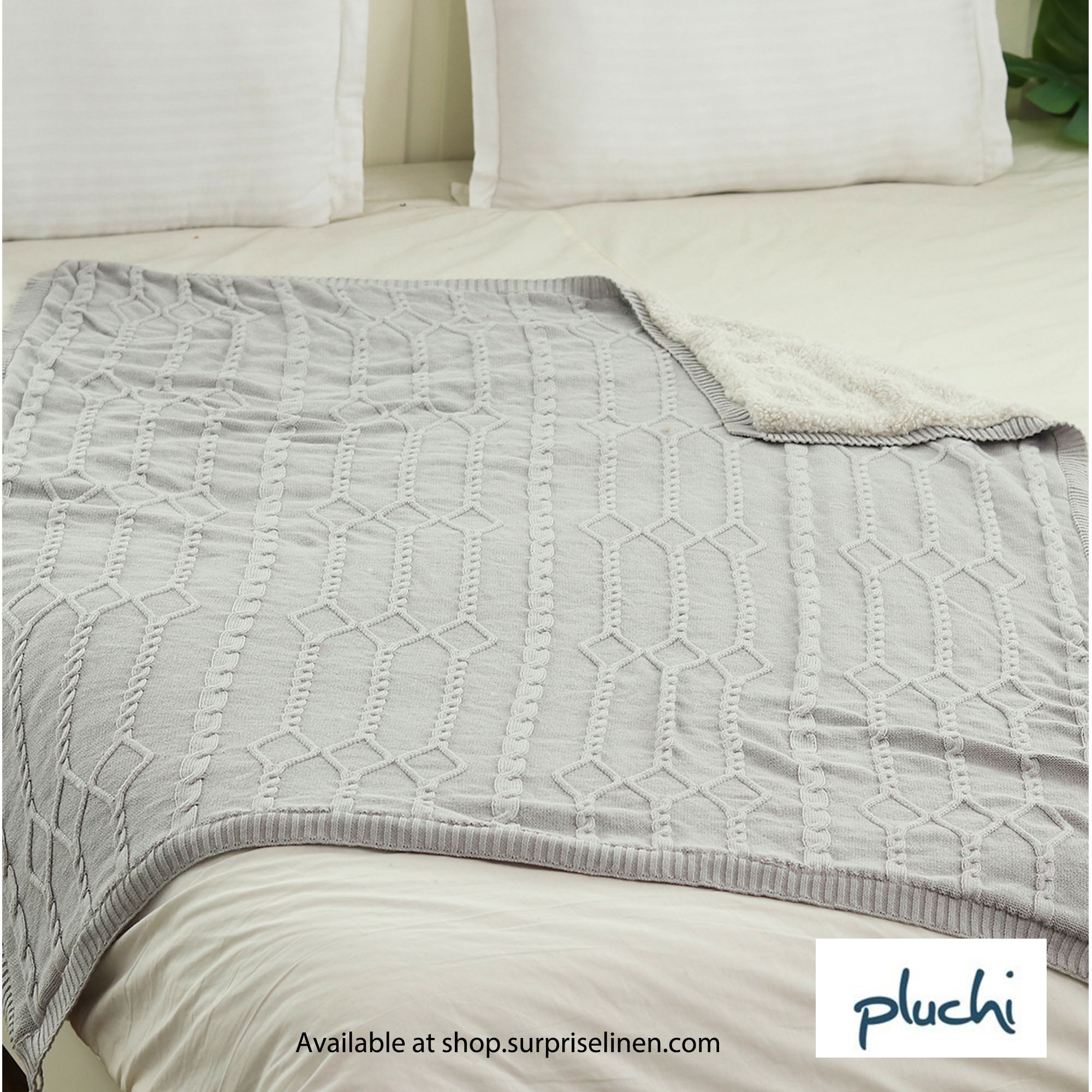 Pluchi - Twist Cable 100% Premium Cotton Blanket (Cool Grey)