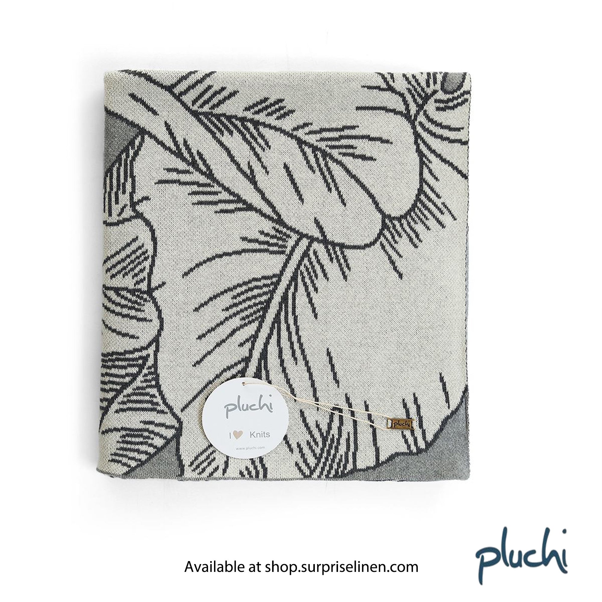 Pluchi - Tropical Gift Combo Knitted Throw & Cushion Cover (Grey)