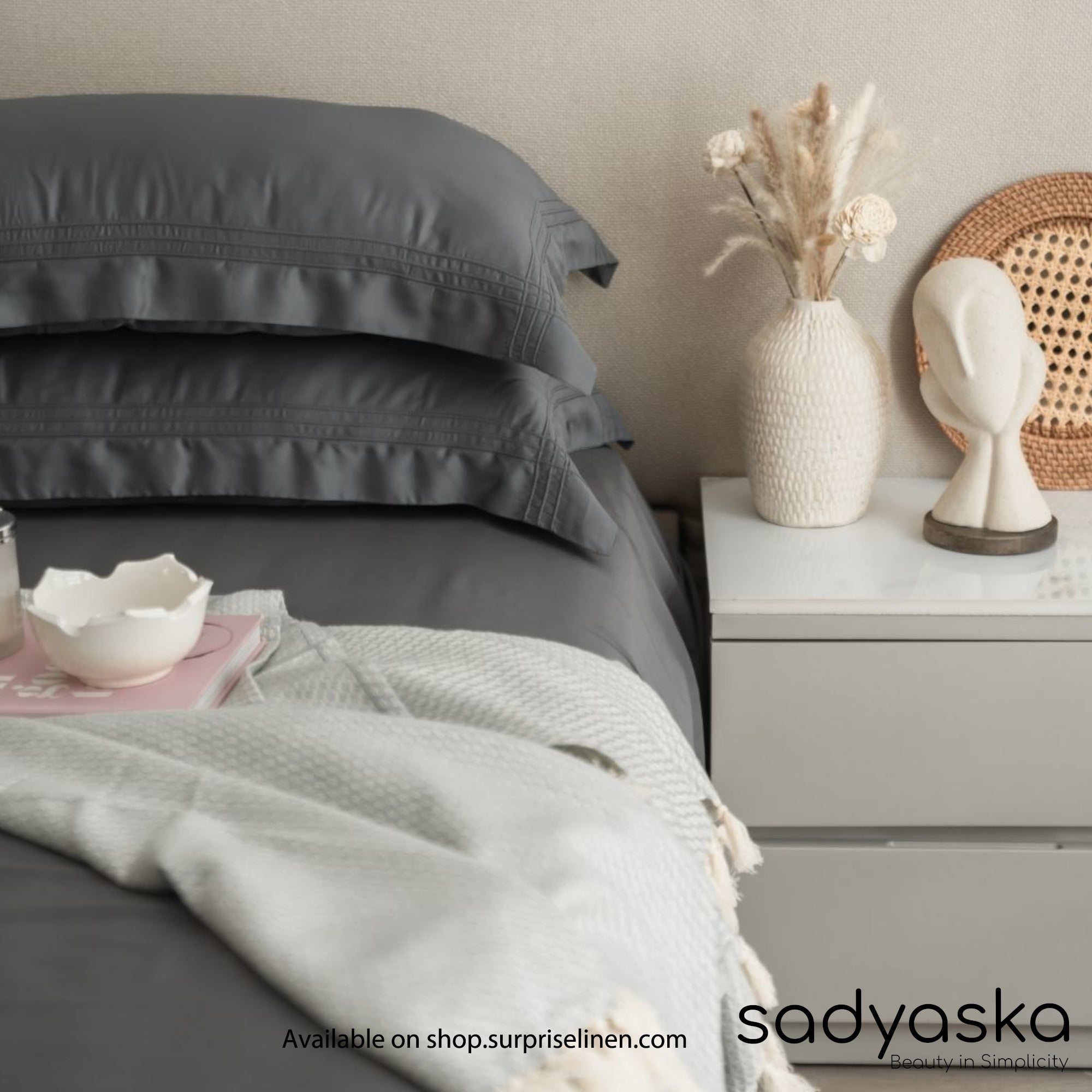 Sadyaska - Bamboo Bedding Collection 400 TC Bamboo 3 Pcs Bedsheet Set (Charcoal Grey)