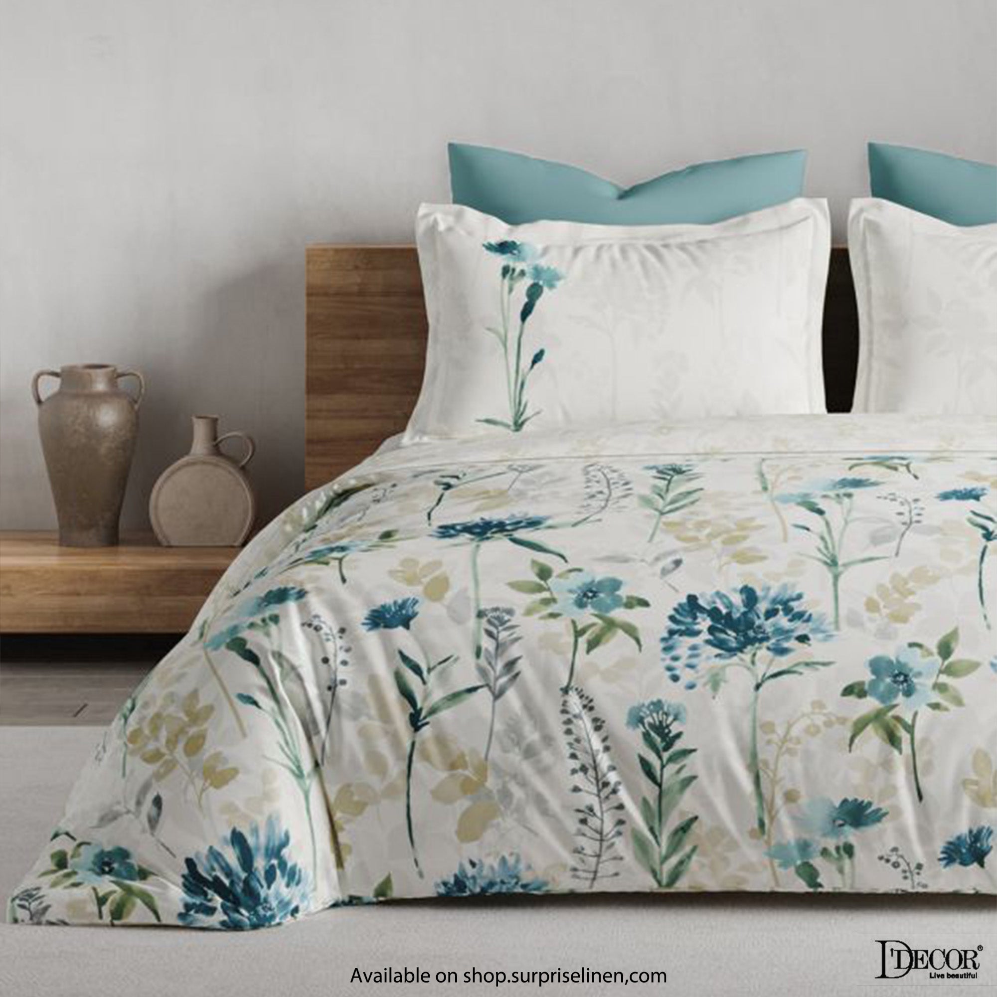 D'Decor - Maxima Collection 100% Cotton King Size 3 Pcs Bedsheet Set (White)