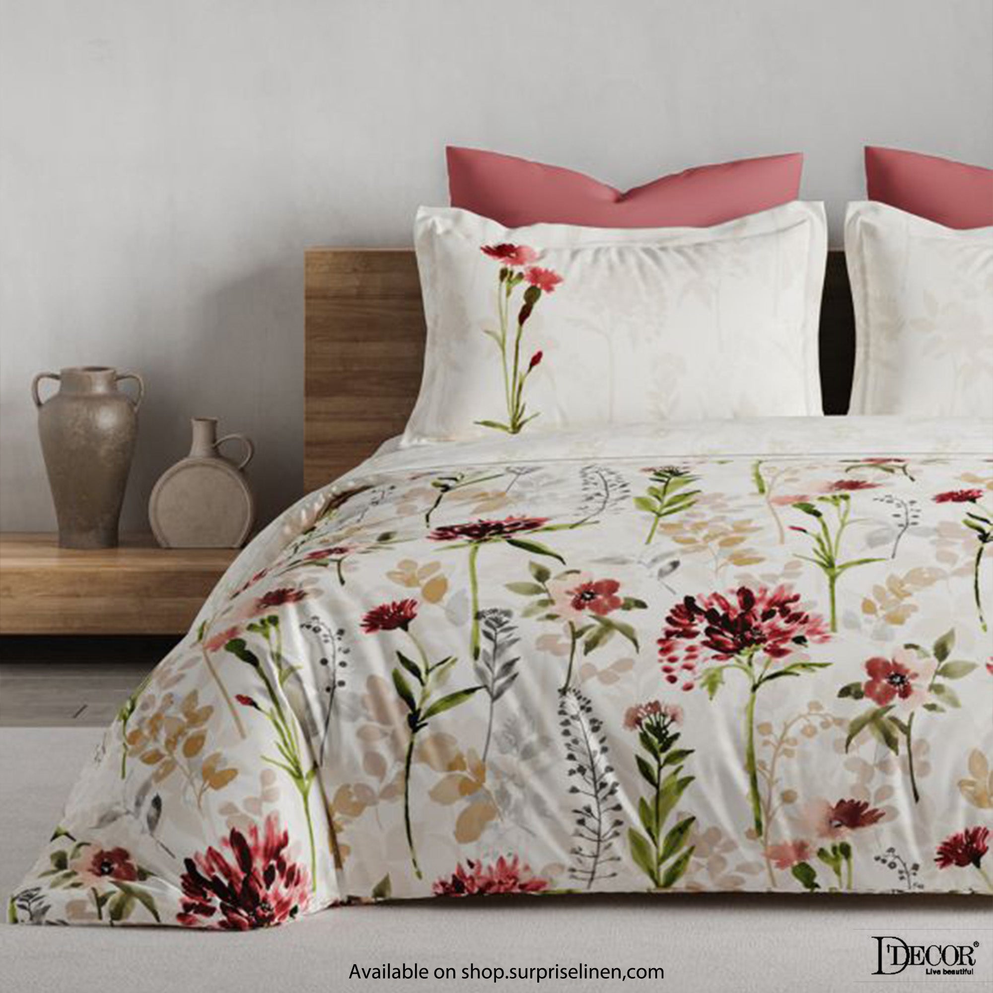 D'Decor - Maxima Collection 100% Cotton King Size 3 Pcs Bedsheet Set (Cream)