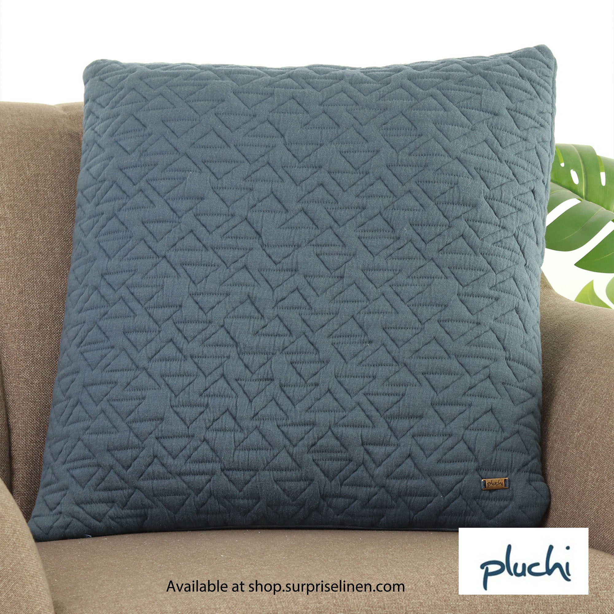 Pluchi - Totit 100% Premium Cotton Cushion Cover (Steel Blue)