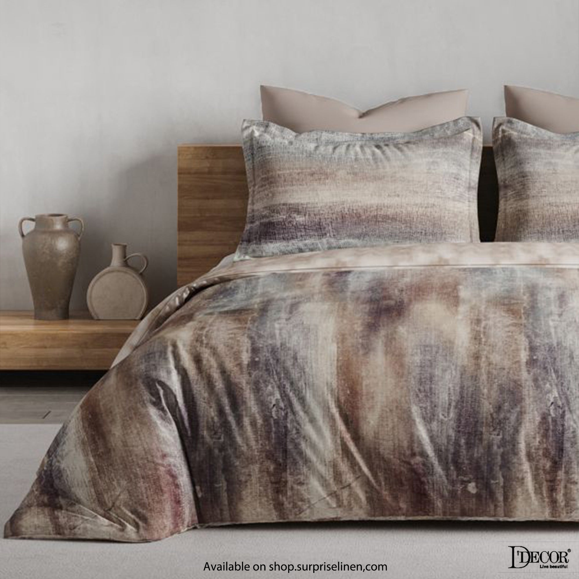 D'Decor - Maxima Collection 100% Cotton King Size 3 Pcs Bedsheet Set (Taupe)