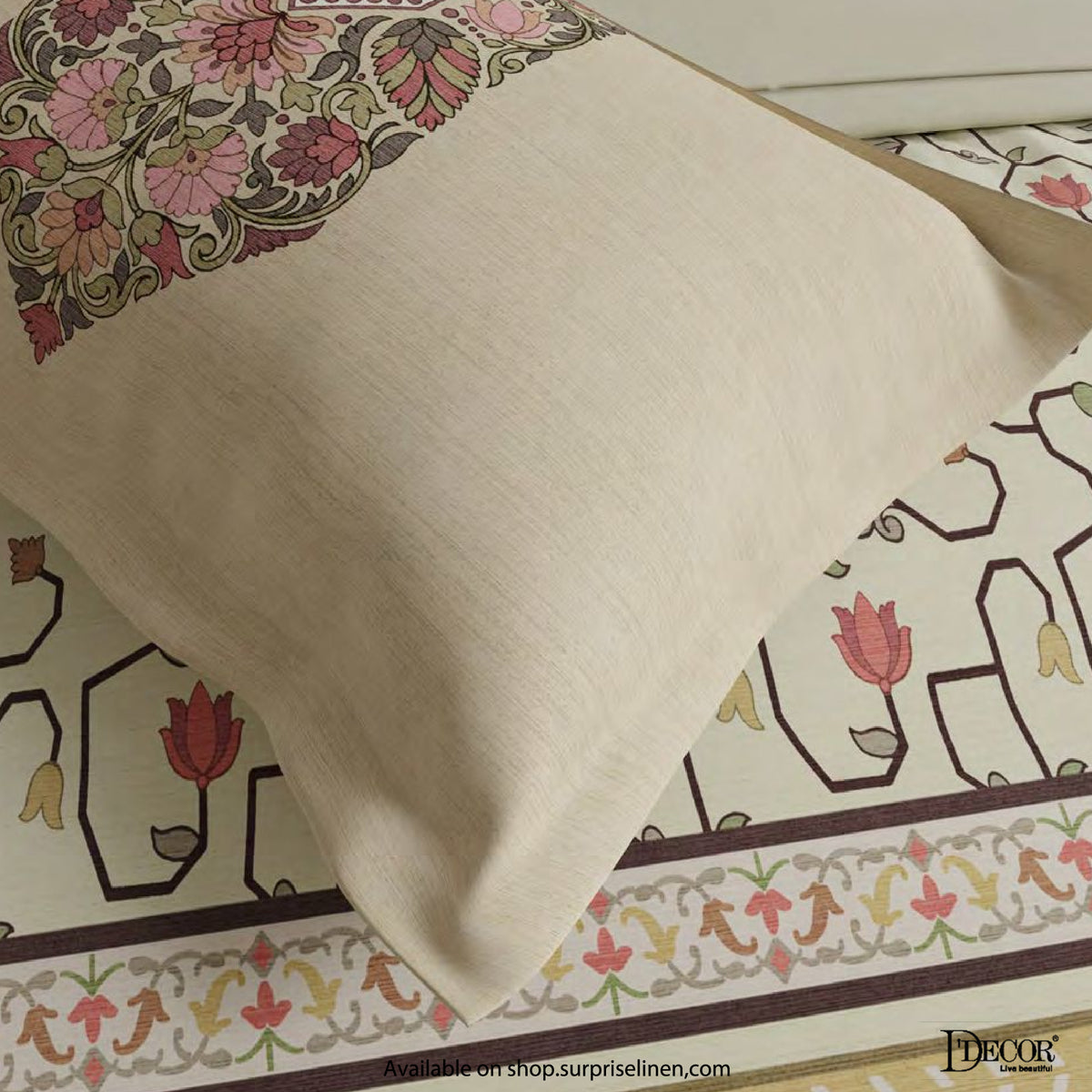 D'Decor - Jamdani Collection Shahbutta Super King Size Bedsheet Set (Withered Rose)