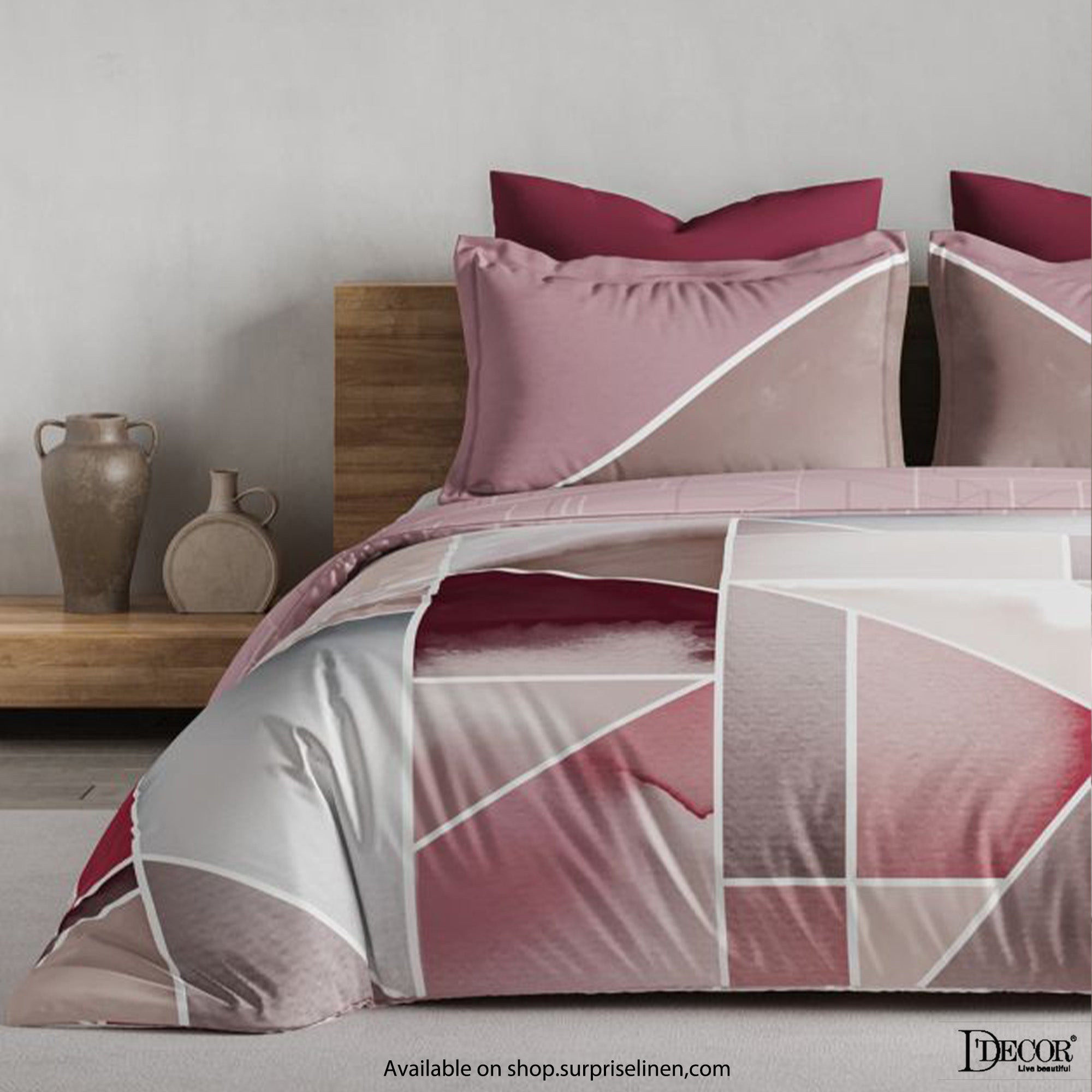 D'Decor - Maxima Collection 100% Cotton King Size 3 Pcs Bedsheet Set (Pink)