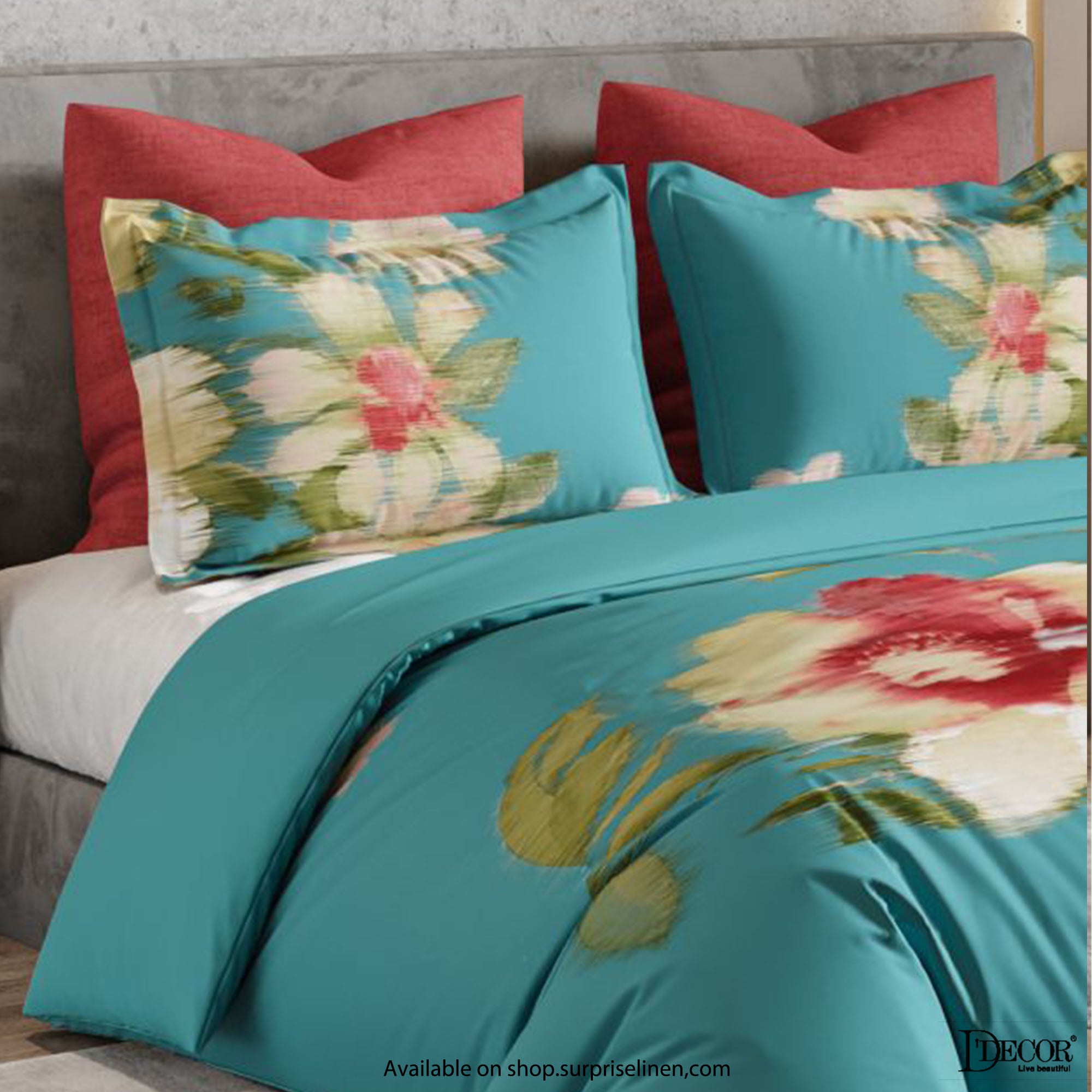 D'Decor - Platinum Collection 400 Thread Count Cotton 5 Pc Bed Sheet Set (Sea Blue)