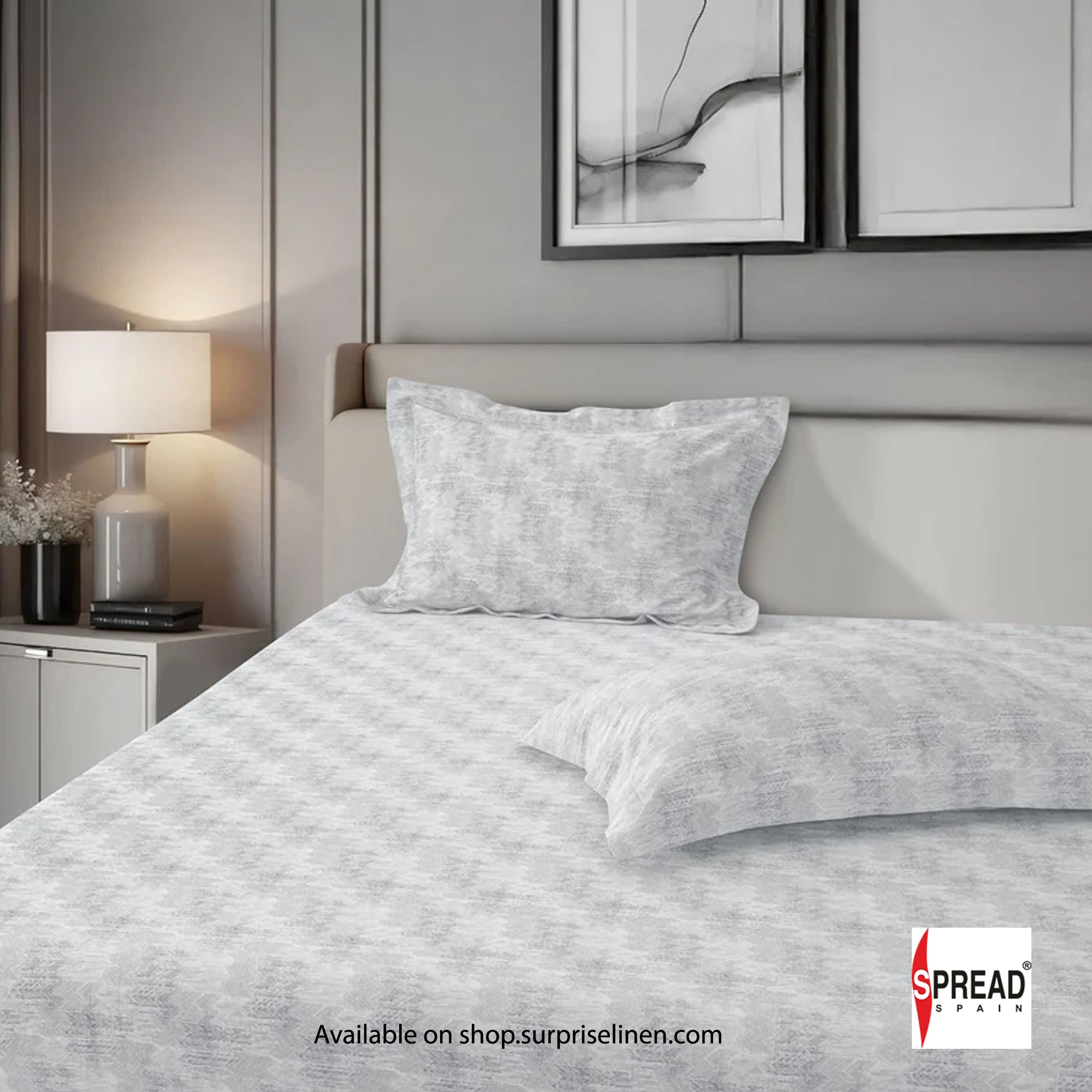 Spread Spain - 700 TC Italian Couture Luxury Bedsheet Set (Light Grey)
