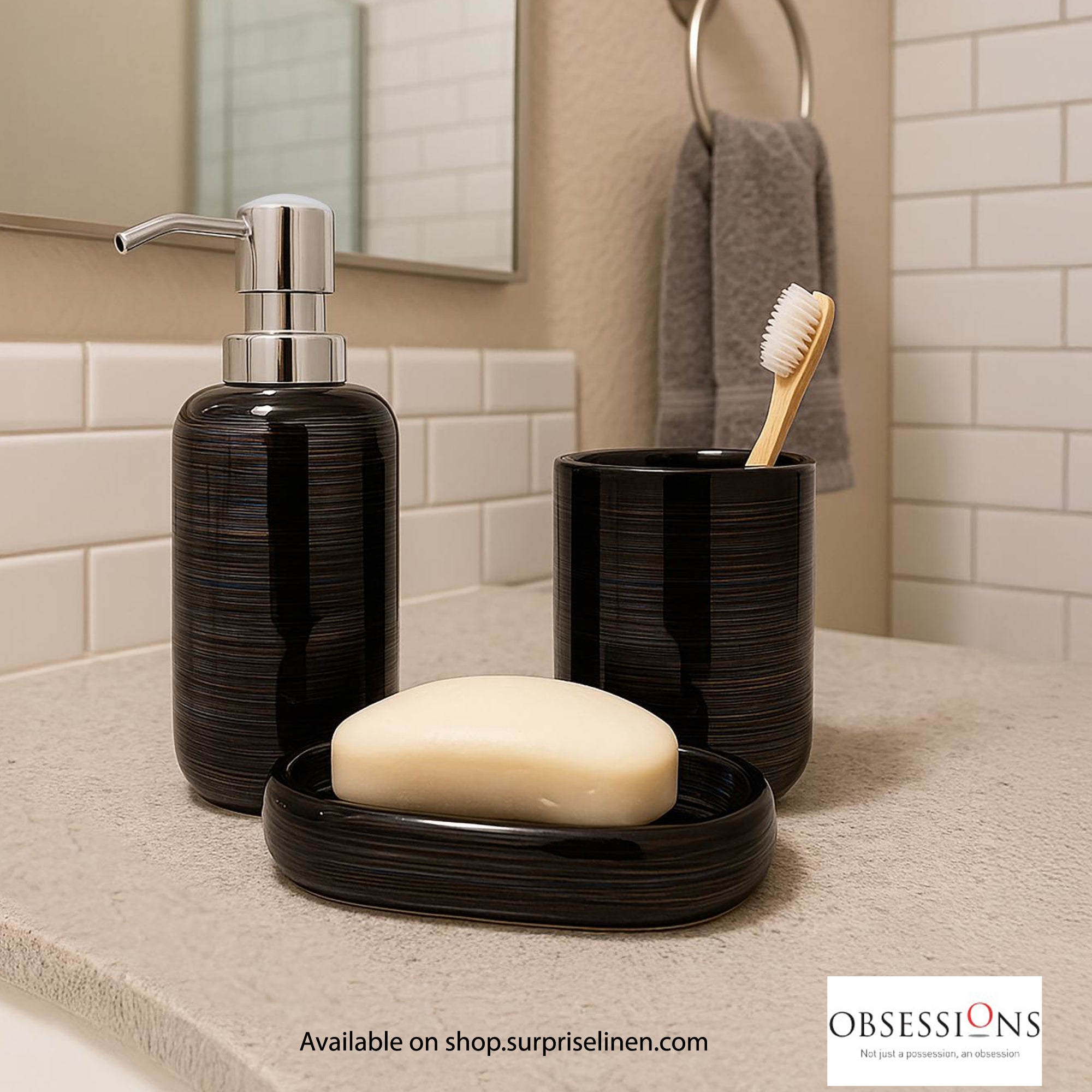 Obsessions - Earth Collection Luxury Bathroom Accessory Set (Marble)