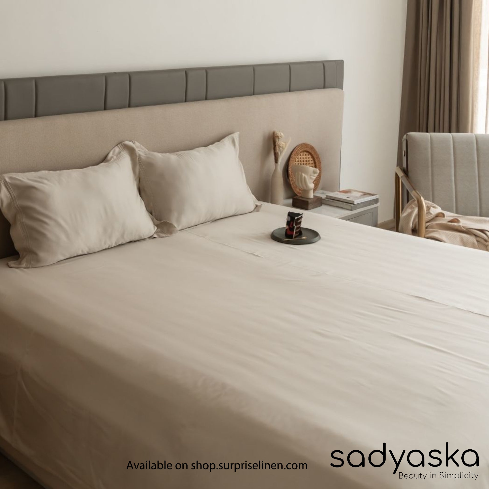 Sadyaska - Bamboo Bedding Collection 400 TC Bamboo 3 Pcs Bedsheet Set (Ecru)