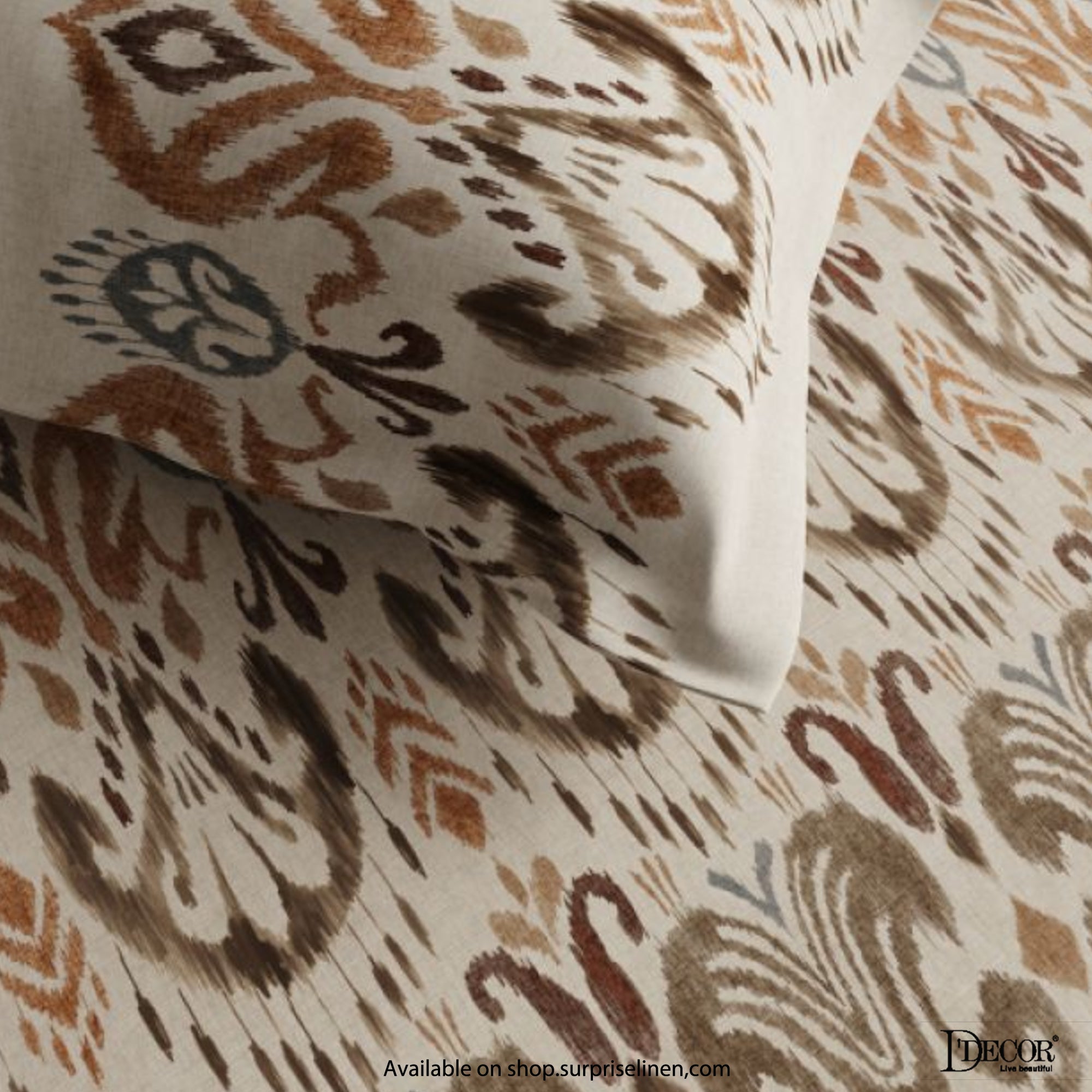 D'Decor- Premier Collection 100% Cotton Ikat Grace King Size Bed Sheet Set