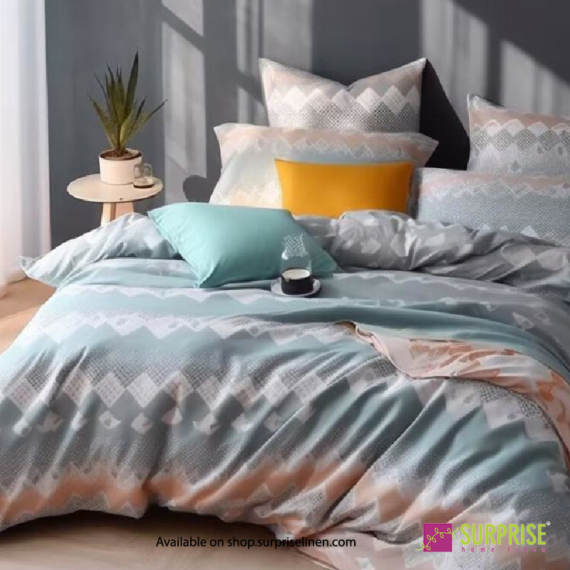 Surprise Home - Essenze Luxe Collection Silver Landscape Digital 100% Cotton 3 Pcs Bedsheet Set (Ash Grey)