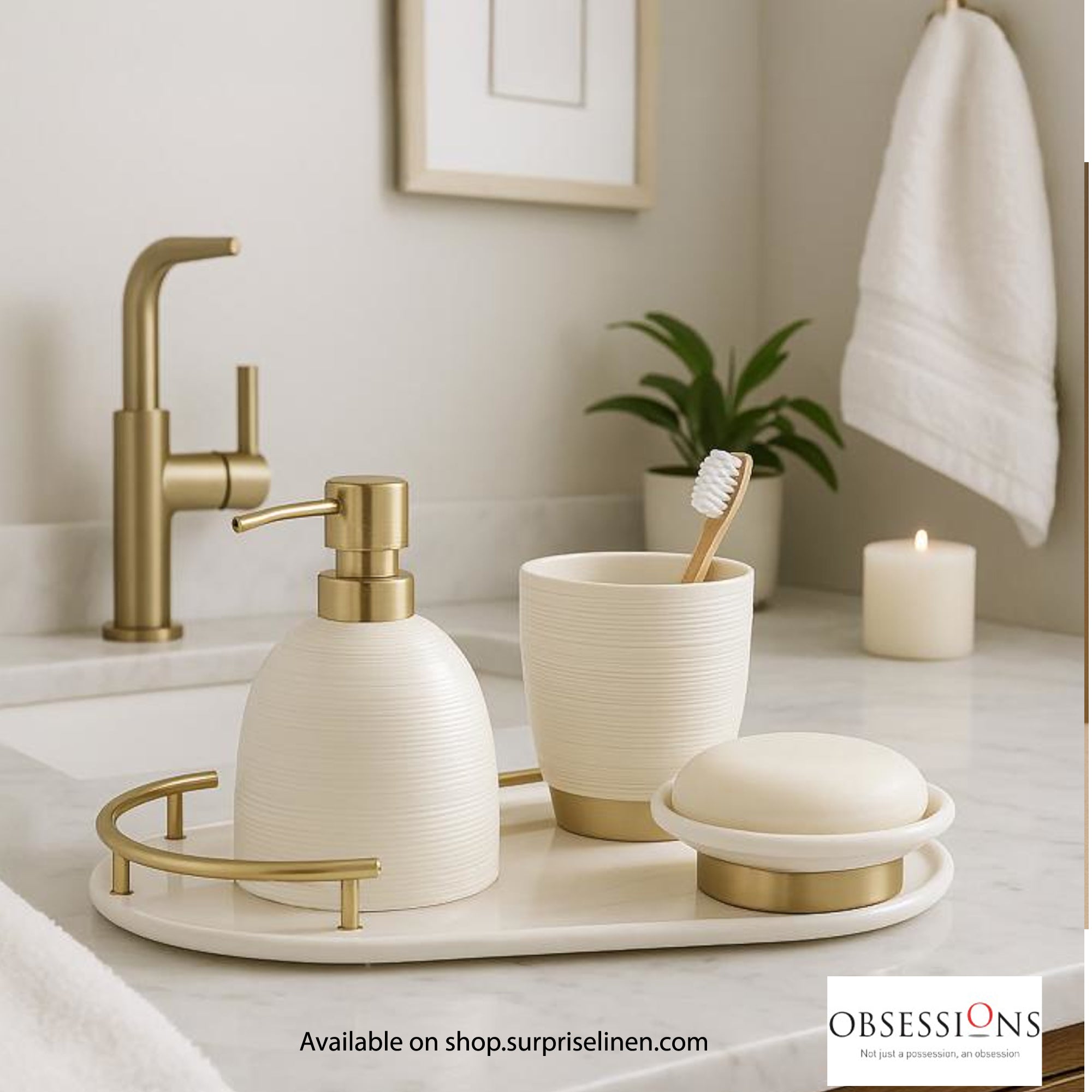 Obsessions - Earth Collection Luxury Bathroom Accessory Set (Ivory)