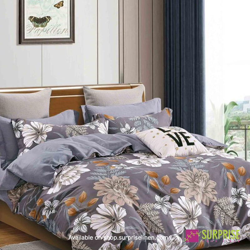 Surprise Home - Fresco Collection Graphite Dahlia 100% Cotton 3 Pcs Bedsheet Set (Charcoal Grey)