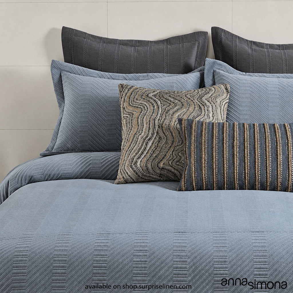 Anna Simona - Premiere 7 Pcs Velvet Bed Cover Set (Blue)
