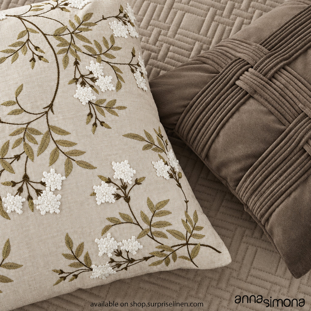 Anna Simona - Amala 7 Pcs Velvet Bed Cover Set (Beige)