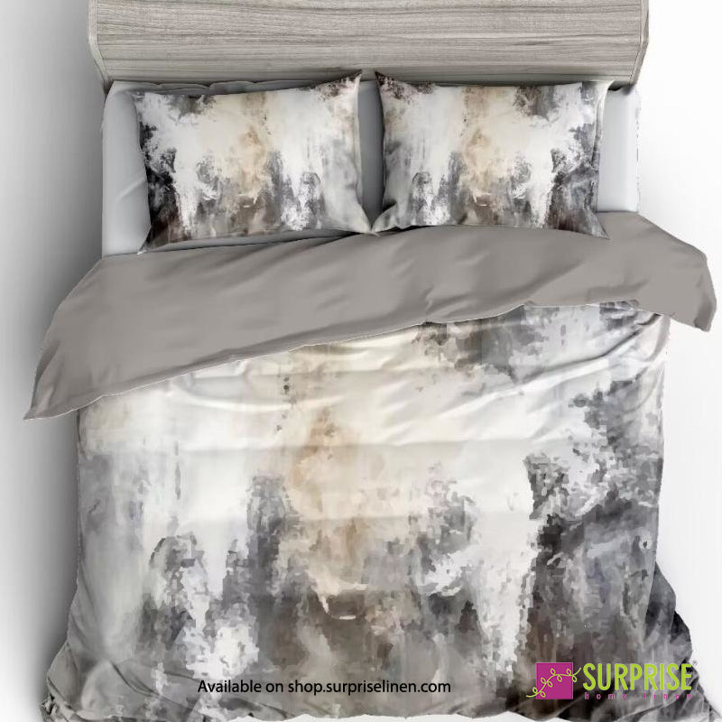 Surprise Home - Essenze Luxe Collection Sandline Digital 100% Cotton 3 Pcs Bedsheet Set (Sand Beige)