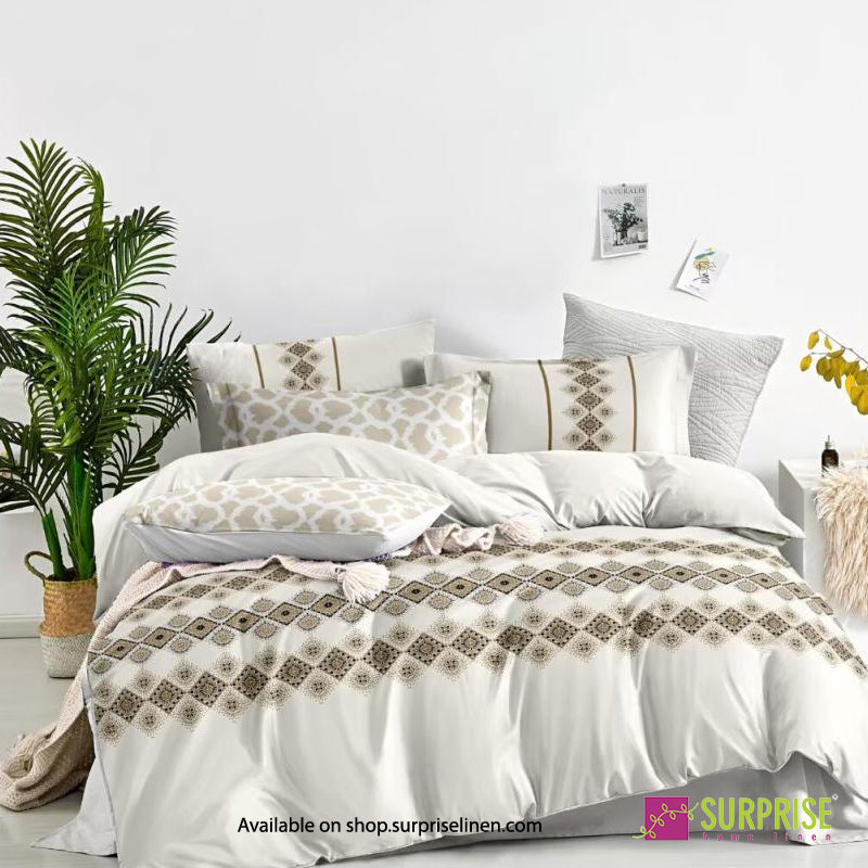 Surprise Home - Essenze Luxe Collection Rose Houndstooth Digital 100% Cotton 3 Pcs Bedsheet Set (Dusty Rose)