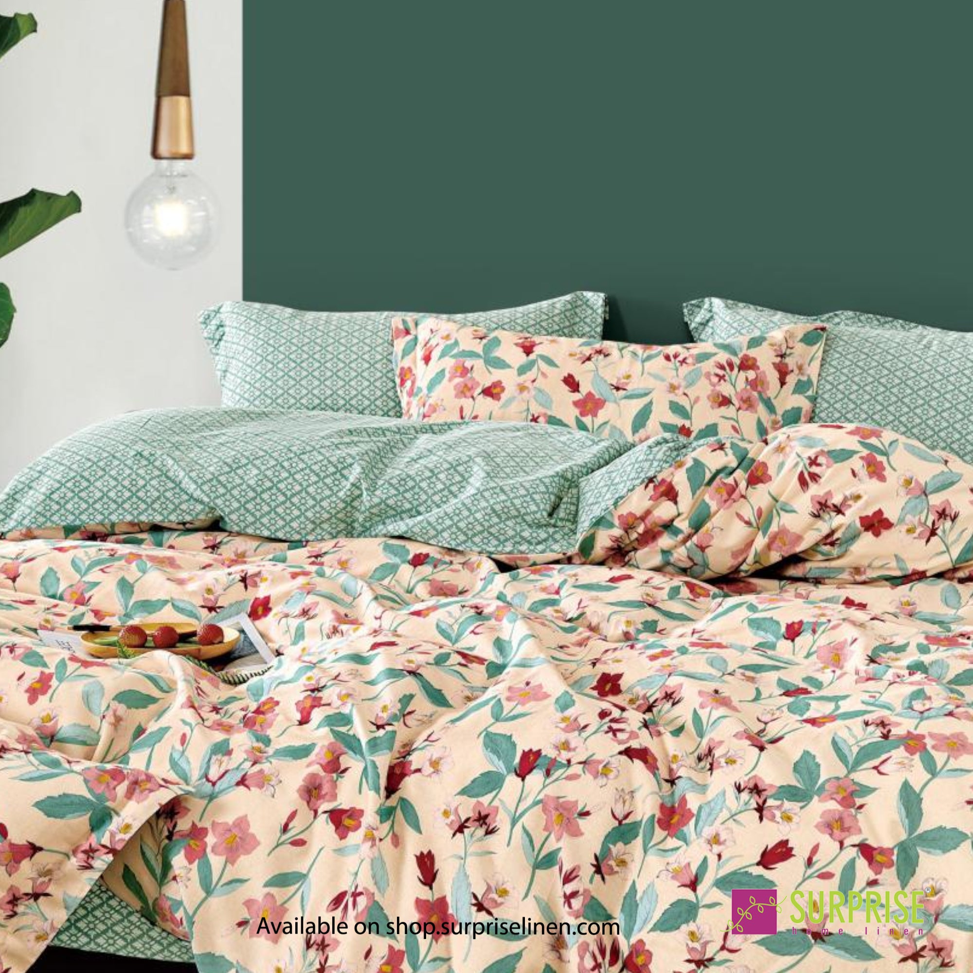 Everyday Luxury Essentials By Surprise Home - Bedeck Collection 3 Pcs Regular Queen Size Bedsheet Set in 300 TC Cotton Fabric (Lush)