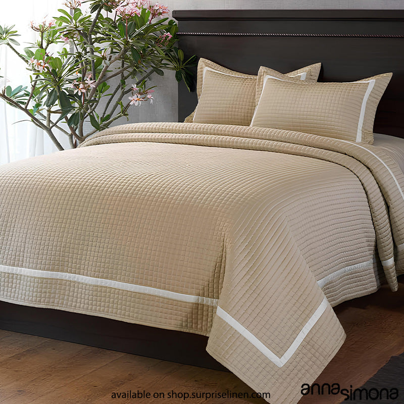 Anna Simona - Leopold 3 Pcs 400 TC Fine Cotton Satin Bed Cover Set (Craft Brown)