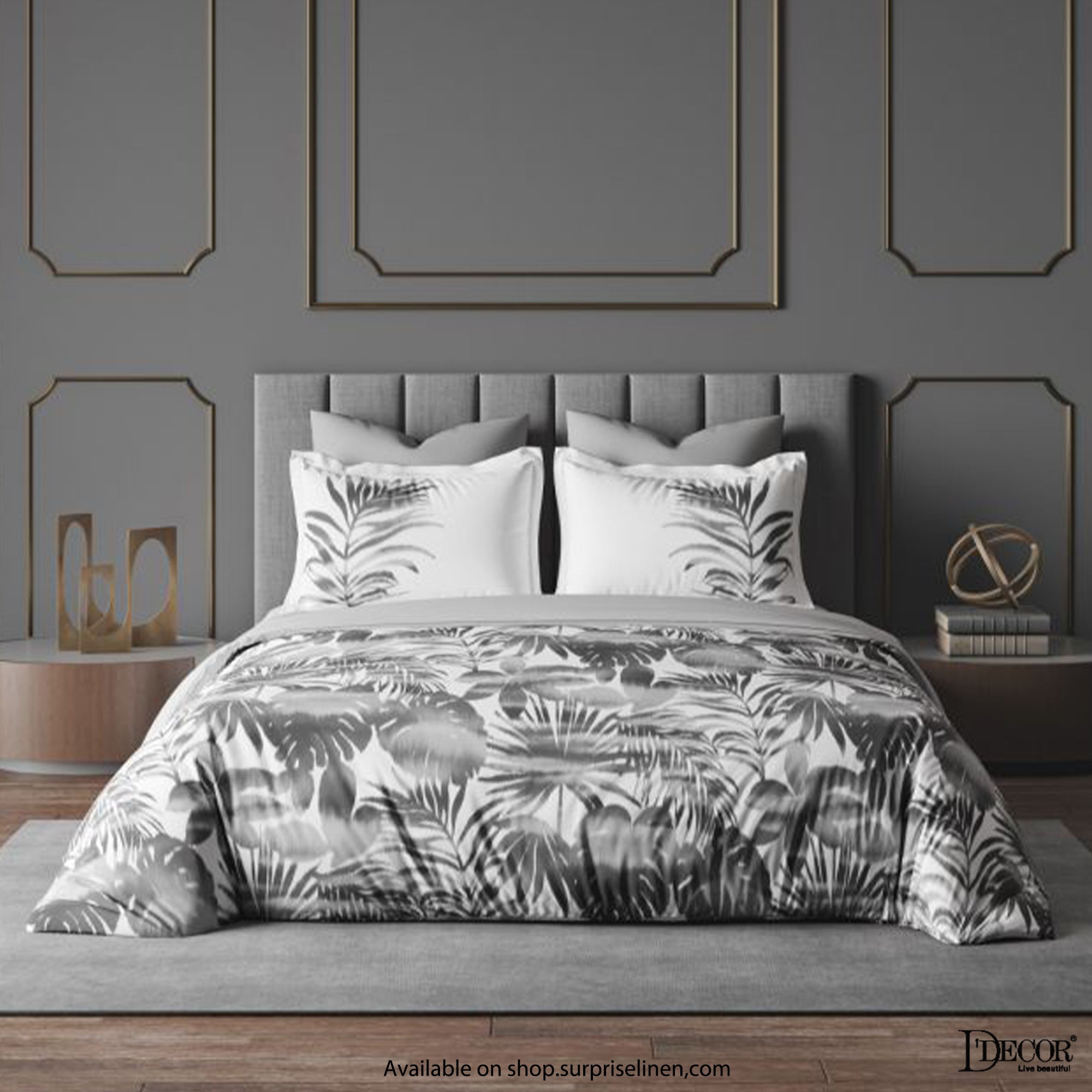 D'Decor Esteem Collection 100% Cotton King Size Pcs Bedsheet Set (Grey)