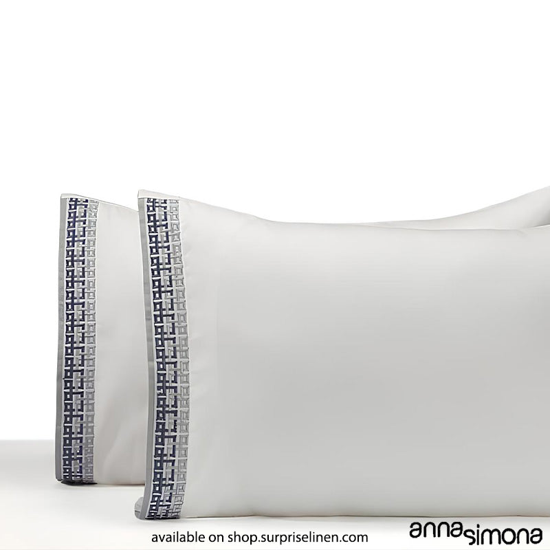 Anna Simona - Gatsby King Size 400 TC Cotton Satin King Size Bedsheet Set (White)