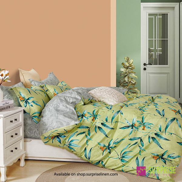 Luxury Hues Collection by Surprise Home - Super King Size 3 Pcs Bedsheet Set in 300 TC Premium Cotton Fabric (Parrot)