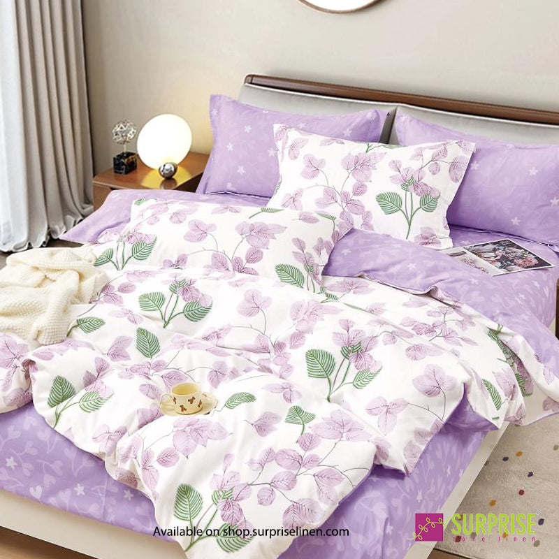 Surprise Home - Fresco Collection Lavender Vine 100% Cotton 3 Pcs Bedsheet Set (Lavender Ivory)