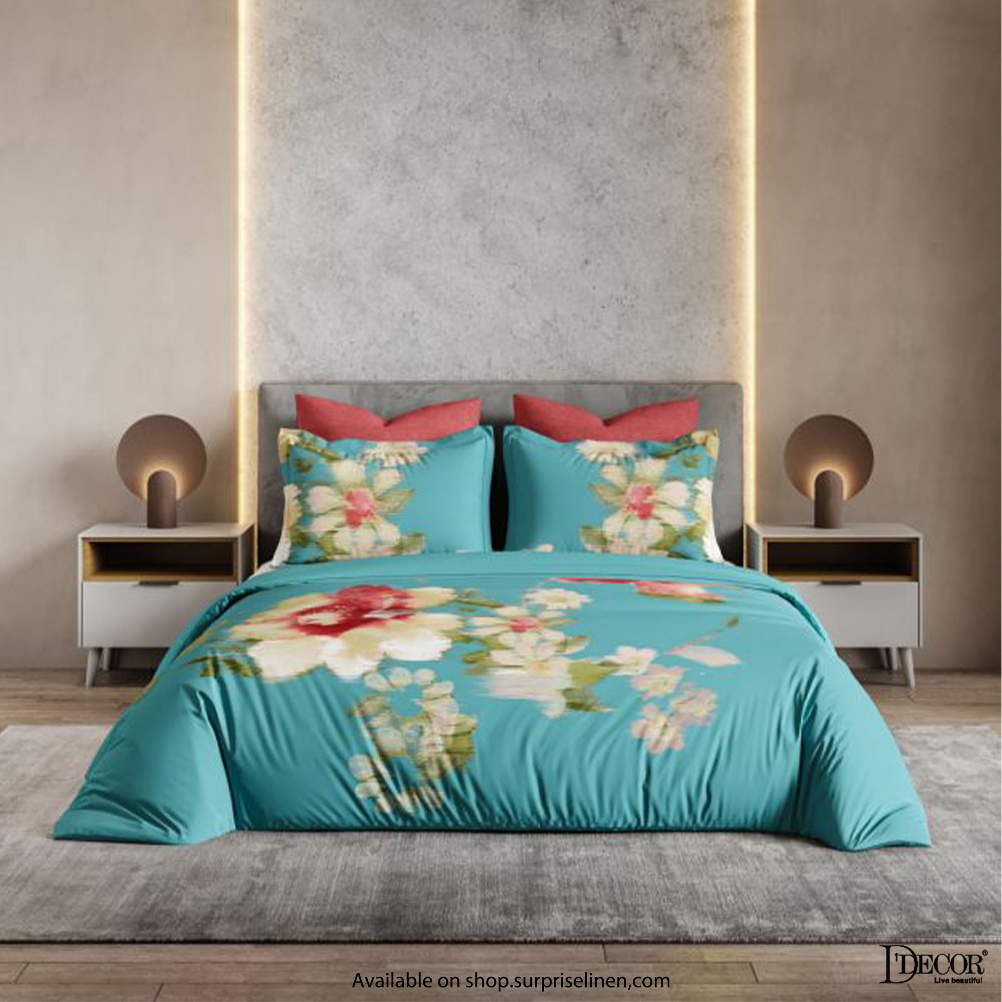 D'Decor - Platinum Collection 400 Thread Count Cotton 5 Pc Bed Sheet Set (Sea Blue)