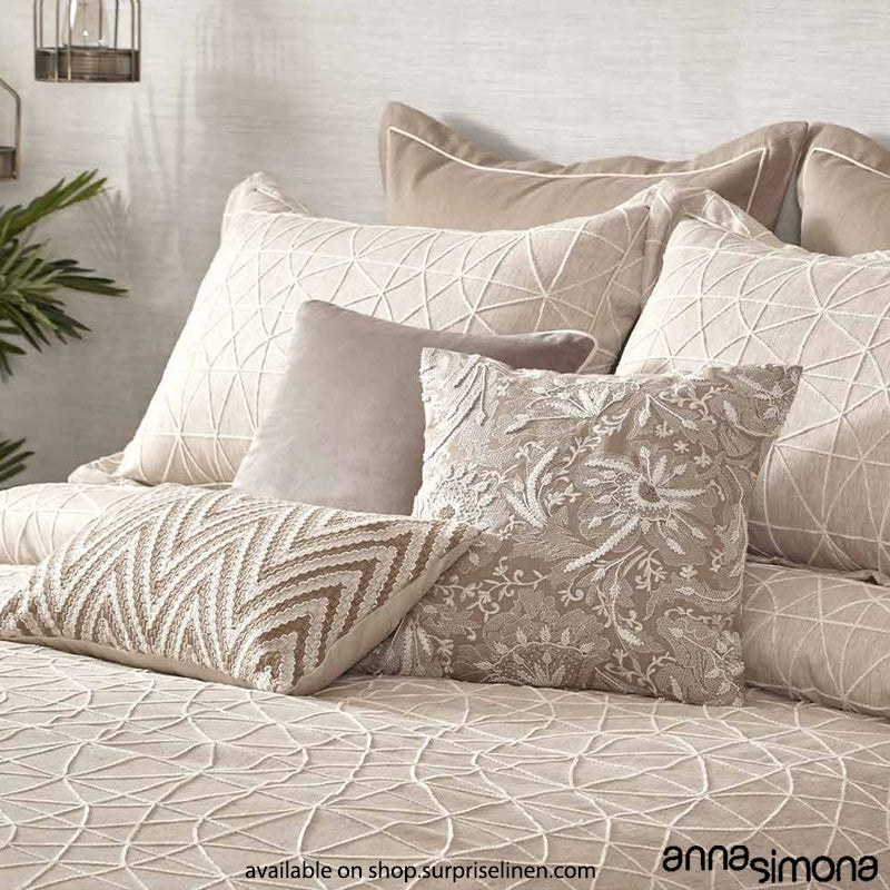 Anna Simona - Maison 8 Pcs Velvet & Linen Duvet Ensemble Set (Natural)