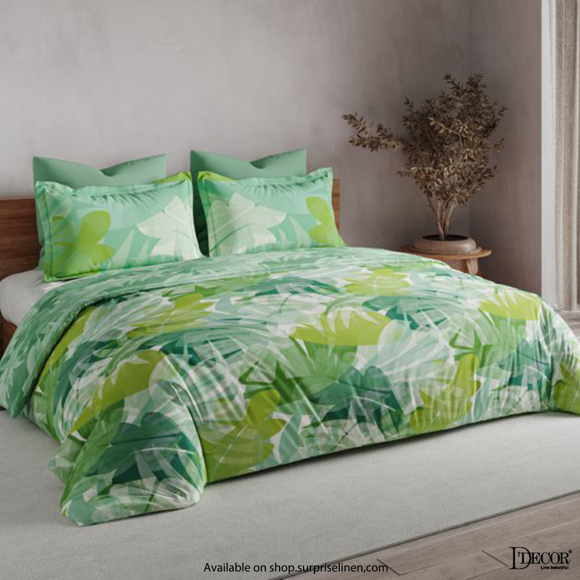 D'Decor - Maxima Collection 100% Cotton King Size 3 Pcs Bedsheet Set (Parrot Green)